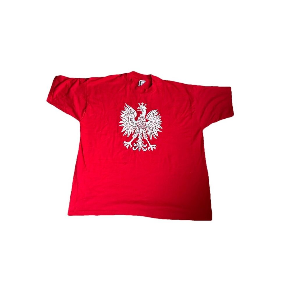 vintage 80s POLAND ALMOST HEAVEN T-Shirt XXL polish coat of arms short sleeve